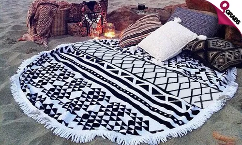 From QR69 Be Stylish by the Ocean with Fashionable Multipurpose Round Beach Towels! (Up to QR250 Value)
